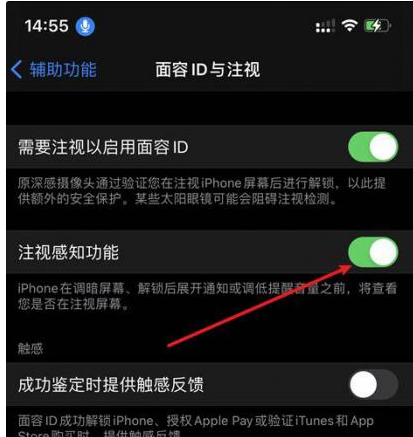 曲周苹果14维修网点分享iPhone14注视感知功能有什么用 